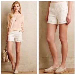 Anthropologie Elevenses Ivory Shorts